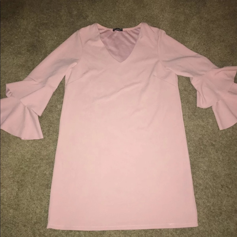 Boohoo ruffle dress pink size 10